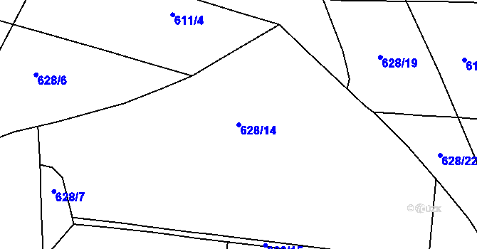 Parcela st. 628/14 v KÚ Nový Dvůr u Písku, Katastrální mapa