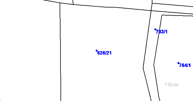 Parcela st. 628/21 v KÚ Nový Dvůr u Písku, Katastrální mapa