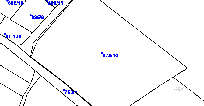 Parcela st. 674/10 v KÚ Nový Dvůr u Písku, Katastrální mapa