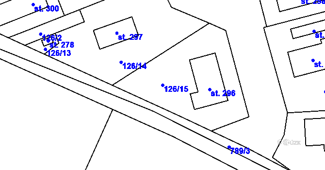 Parcela st. 126/15 v KÚ Semice u Písku, Katastrální mapa