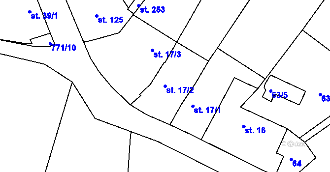 Parcela st. 17/2 v KÚ Semice u Písku, Katastrální mapa
