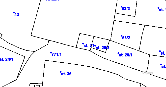 Parcela st. 21 v KÚ Semice u Písku, Katastrální mapa