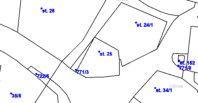 Parcela st. 25 v KÚ Semice u Písku, Katastrální mapa