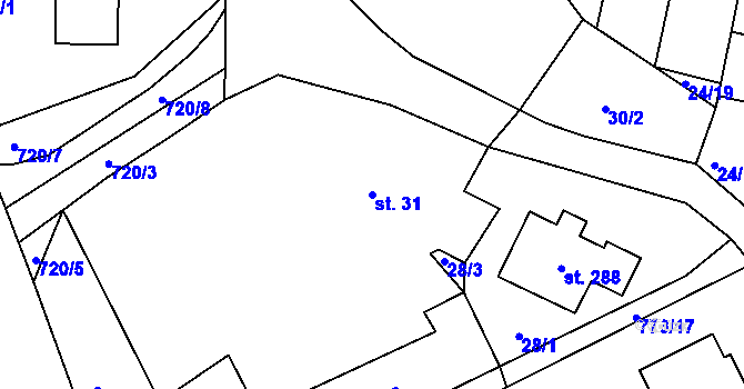 Parcela st. 31 v KÚ Semice u Písku, Katastrální mapa