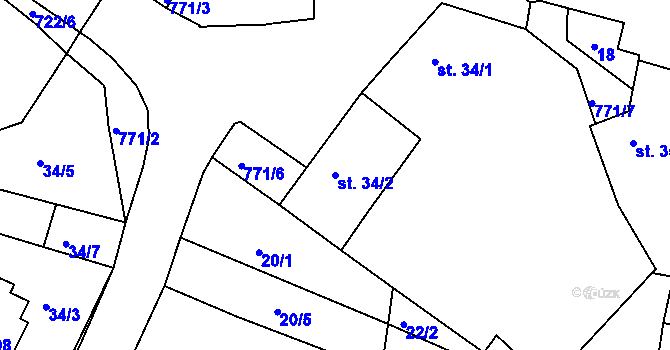 Parcela st. 34/2 v KÚ Semice u Písku, Katastrální mapa