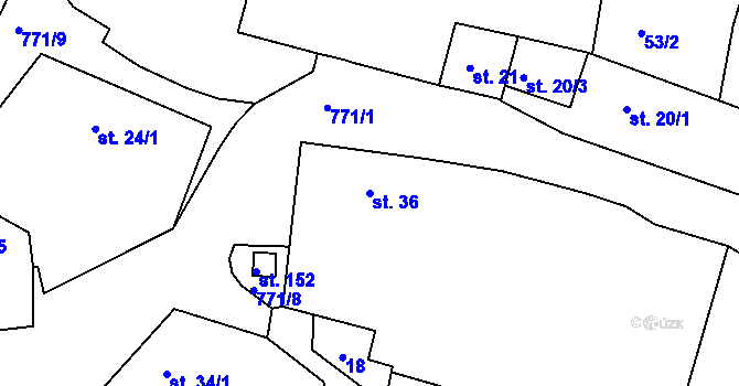 Parcela st. 36 v KÚ Semice u Písku, Katastrální mapa