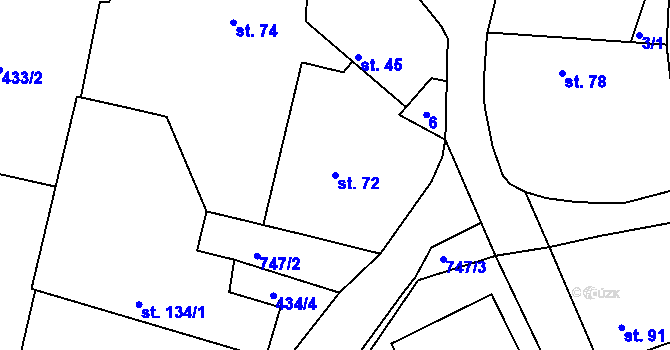 Parcela st. 72 v KÚ Semice u Písku, Katastrální mapa