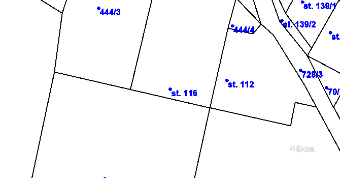 Parcela st. 116 v KÚ Semice u Písku, Katastrální mapa