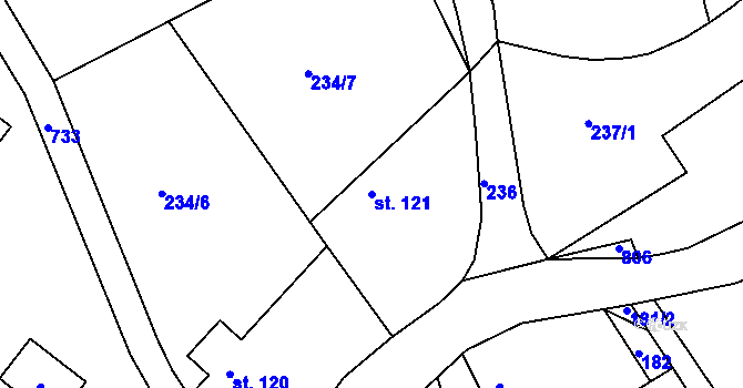 Parcela st. 121 v KÚ Semice u Písku, Katastrální mapa