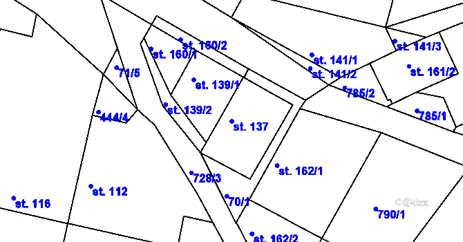 Parcela st. 137 v KÚ Semice u Písku, Katastrální mapa