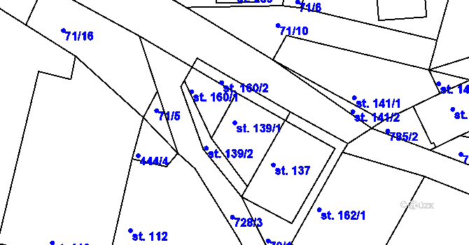 Parcela st. 139/1 v KÚ Semice u Písku, Katastrální mapa