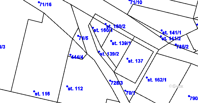 Parcela st. 139/2 v KÚ Semice u Písku, Katastrální mapa