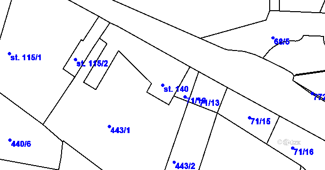 Parcela st. 140 v KÚ Semice u Písku, Katastrální mapa