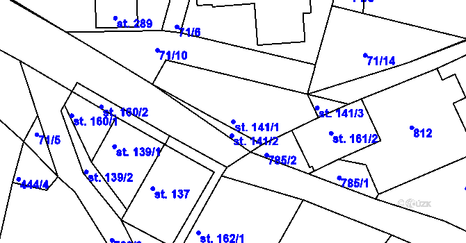 Parcela st. 141/1 v KÚ Semice u Písku, Katastrální mapa