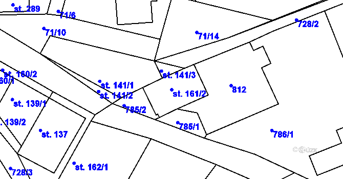 Parcela st. 161/2 v KÚ Semice u Písku, Katastrální mapa