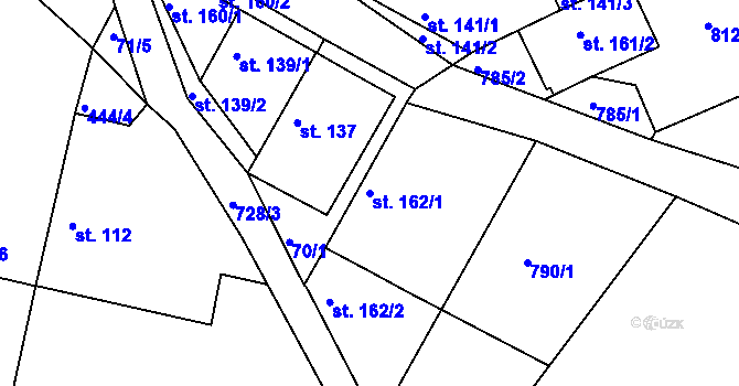 Parcela st. 162/1 v KÚ Semice u Písku, Katastrální mapa