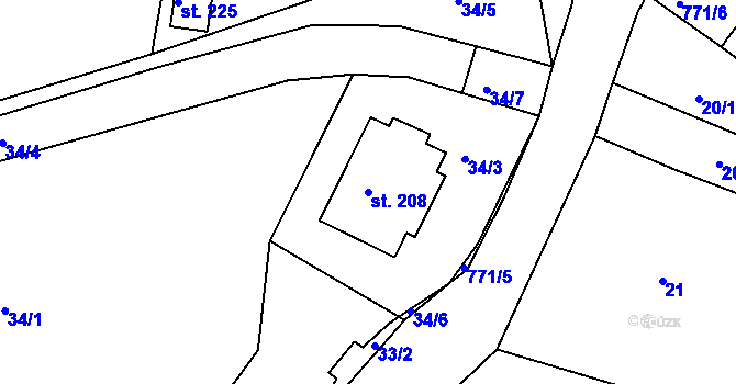 Parcela st. 208 v KÚ Semice u Písku, Katastrální mapa