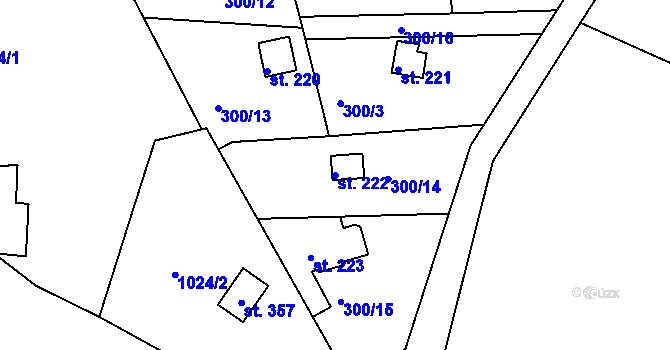 Parcela st. 222 v KÚ Semice u Písku, Katastrální mapa