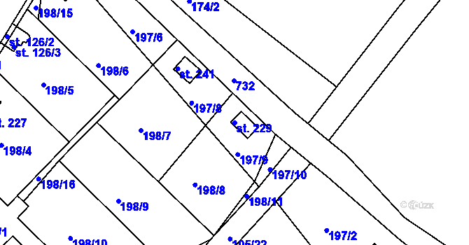 Parcela st. 229 v KÚ Semice u Písku, Katastrální mapa