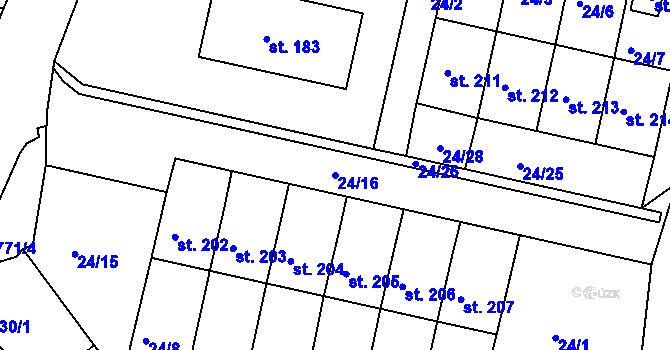 Parcela st. 24/16 v KÚ Semice u Písku, Katastrální mapa
