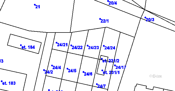 Parcela st. 24/23 v KÚ Semice u Písku, Katastrální mapa