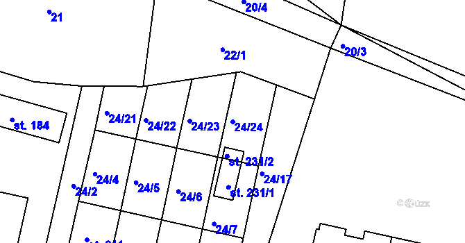 Parcela st. 24/24 v KÚ Semice u Písku, Katastrální mapa