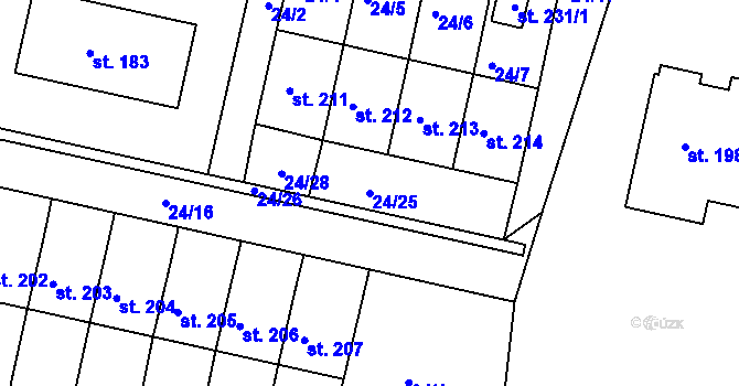 Parcela st. 24/25 v KÚ Semice u Písku, Katastrální mapa