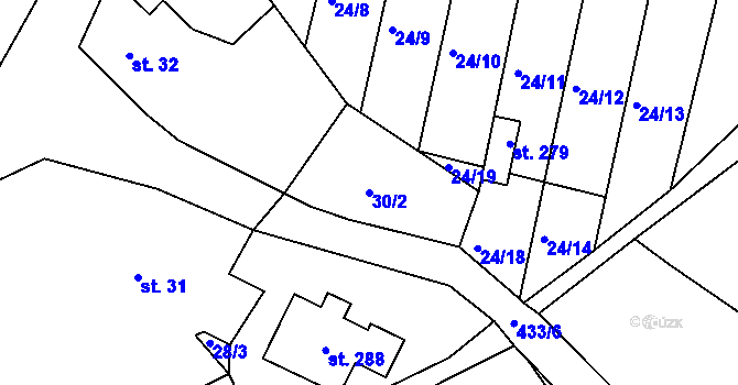 Parcela st. 30/2 v KÚ Semice u Písku, Katastrální mapa