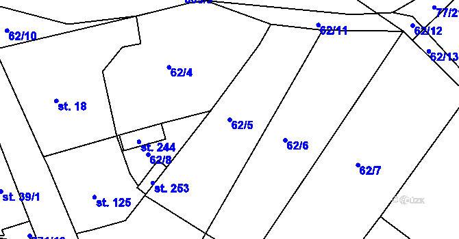 Parcela st. 62/5 v KÚ Semice u Písku, Katastrální mapa