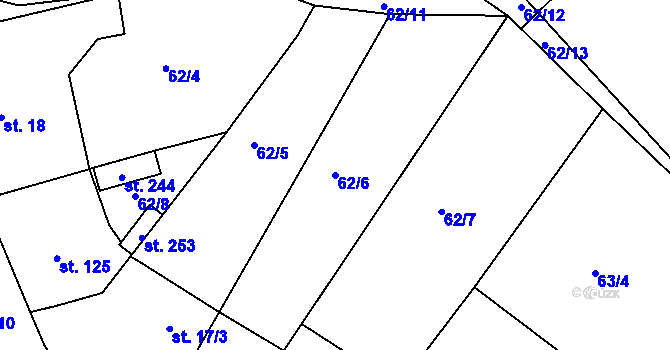 Parcela st. 62/6 v KÚ Semice u Písku, Katastrální mapa