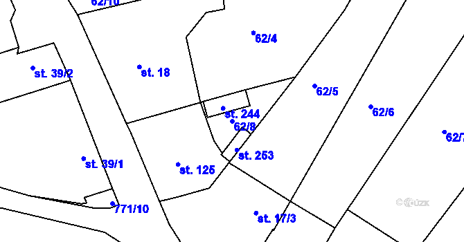 Parcela st. 62/8 v KÚ Semice u Písku, Katastrální mapa