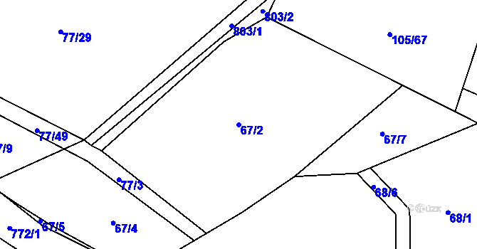 Parcela st. 67/2 v KÚ Semice u Písku, Katastrální mapa