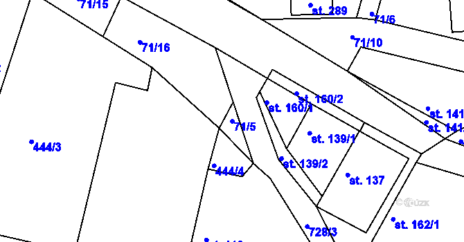 Parcela st. 71/5 v KÚ Semice u Písku, Katastrální mapa