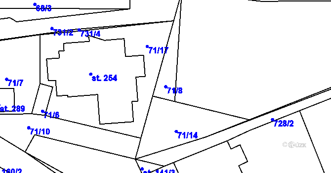 Parcela st. 71/8 v KÚ Semice u Písku, Katastrální mapa