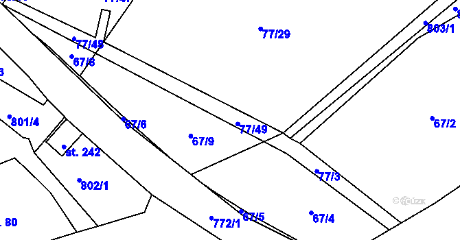 Parcela st. 77/3 v KÚ Semice u Písku, Katastrální mapa
