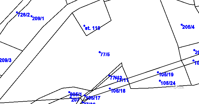 Parcela st. 77/5 v KÚ Semice u Písku, Katastrální mapa