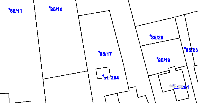 Parcela st. 85/17 v KÚ Semice u Písku, Katastrální mapa