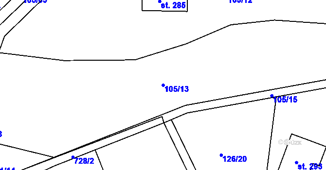 Parcela st. 105/13 v KÚ Semice u Písku, Katastrální mapa
