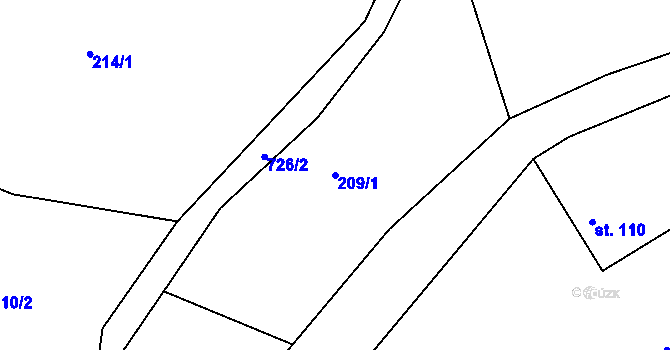 Parcela st. 209/1 v KÚ Semice u Písku, Katastrální mapa