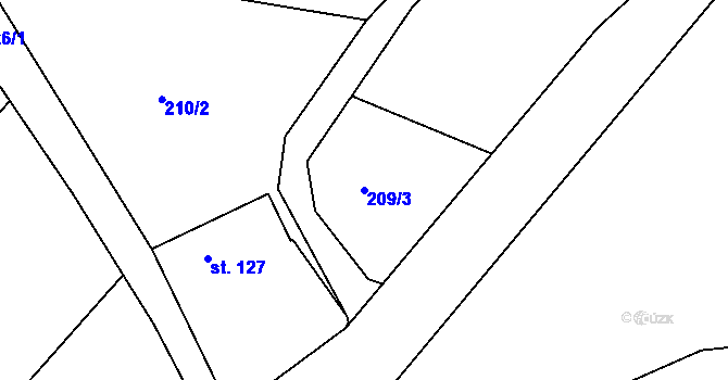 Parcela st. 209/3 v KÚ Semice u Písku, Katastrální mapa