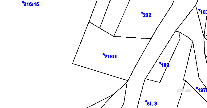 Parcela st. 218/1 v KÚ Semice u Písku, Katastrální mapa