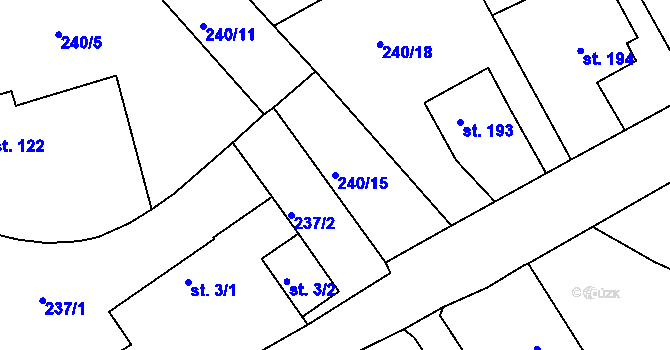 Parcela st. 240/15 v KÚ Semice u Písku, Katastrální mapa