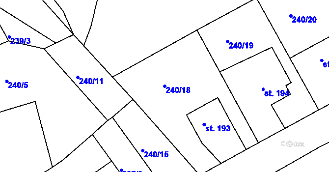 Parcela st. 240/18 v KÚ Semice u Písku, Katastrální mapa