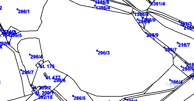 Parcela st. 296/3 v KÚ Semice u Písku, Katastrální mapa