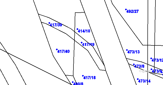 Parcela st. 417/19 v KÚ Semice u Písku, Katastrální mapa