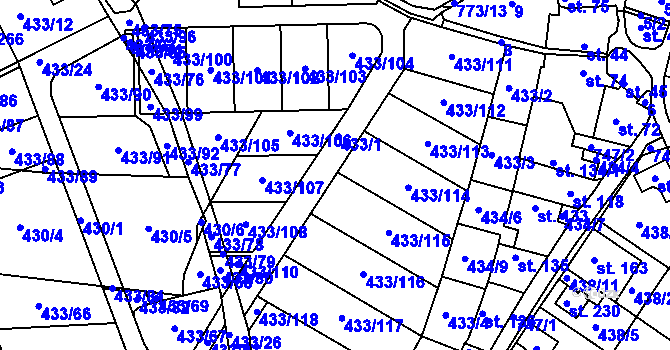 Parcela st. 433/1 v KÚ Semice u Písku, Katastrální mapa