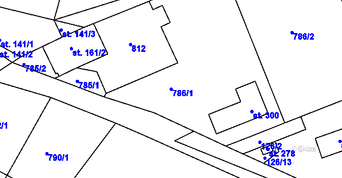 Parcela st. 786/1 v KÚ Semice u Písku, Katastrální mapa