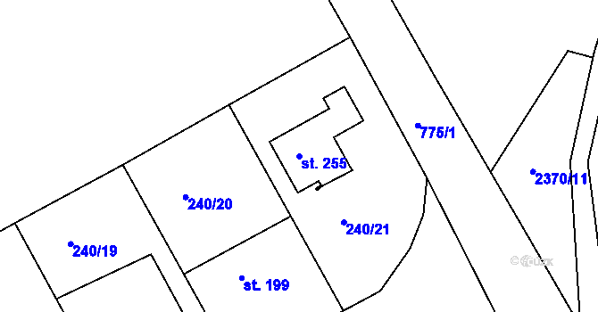 Parcela st. 255 v KÚ Semice u Písku, Katastrální mapa
