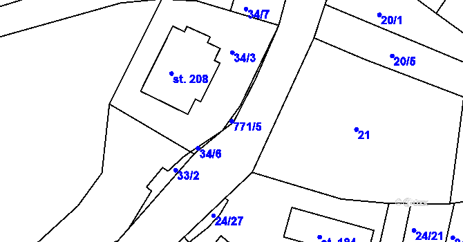Parcela st. 771/5 v KÚ Semice u Písku, Katastrální mapa