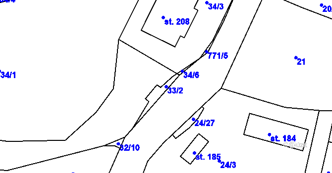 Parcela st. 33/2 v KÚ Semice u Písku, Katastrální mapa